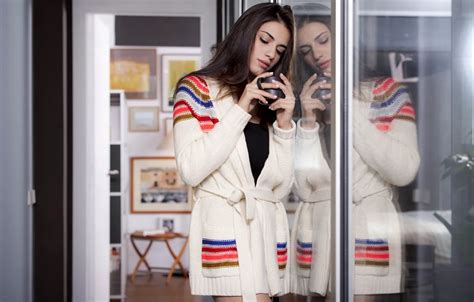 Wallpaper Girl Long Hair Legs Model Mood Face Brunette Reflection For Mobile And Desktop