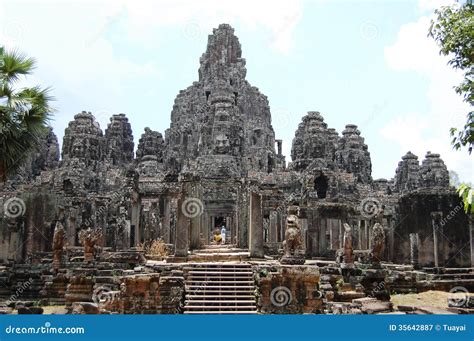 Khmer Angkor Temples Prasat Bayon At Siem Reap Province Cambodia Stock