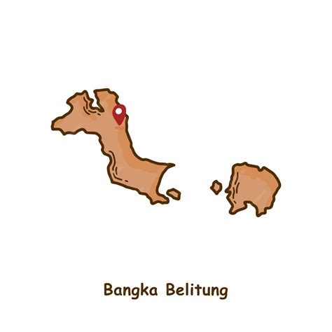 Mapa Dibujado A Mano De La Provincia De Bangka Belitung Indonesia