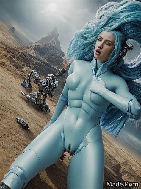 Porn Image Of Glow Robot Sci Fi Green Hair Vivid Alien Planet Mechanical Wings Created By AI