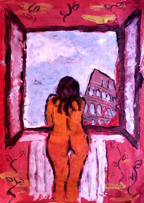 At The Window Cul Ass Eum Nude Erotic Girl Painting Painting By Alessandro Nesci Saatchi Art