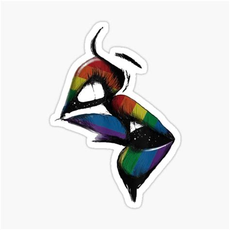 Lesbian Lips Kissing Rainbow Flag Sticker For Sale By Brooks Redbubble
