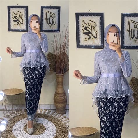 Jual Setelan Kebaya Aurora Tile / Setelan Kebaya Aurora Tille Qiana