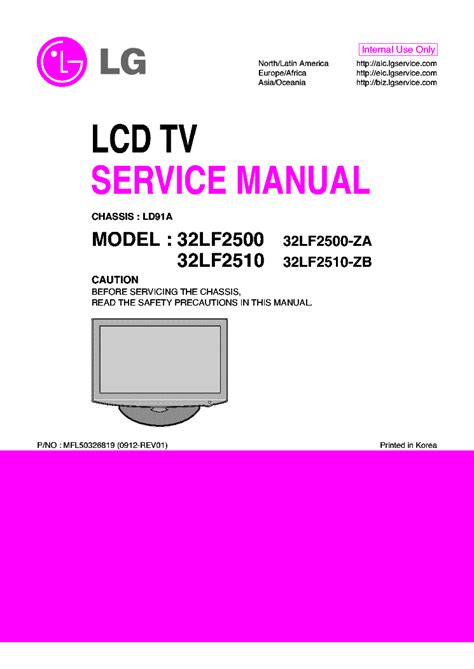 LG 32LF2500 32LF2510 CHASSIS LD91A Service Manual download, schematics ...