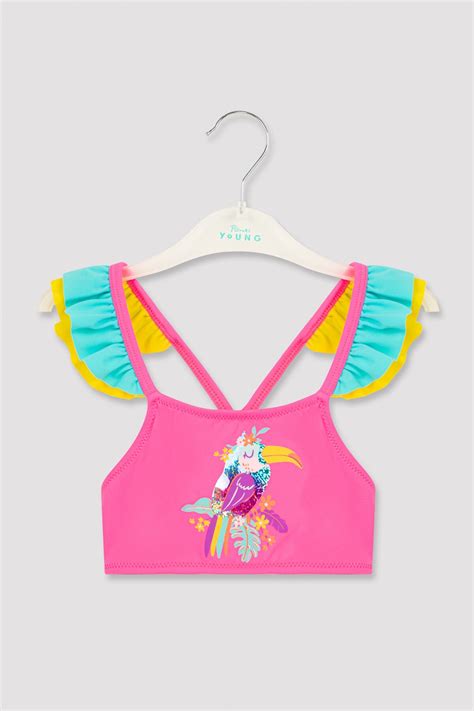 Penti Pembe Kız Çocuk Tukan Baskılı Fırfır Detaylı Halter Bikini Takımı Fiyatı Yorumları Trendyol