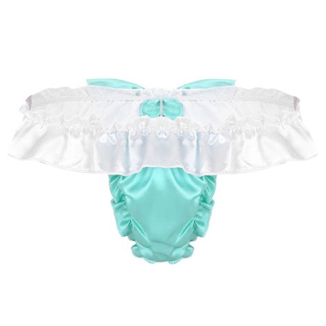 Shiny Soft Satin Lingerie With Bowtie Rainbow Thongs