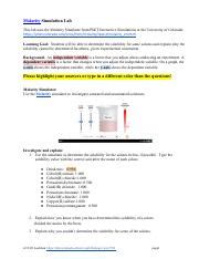 Exploring Molarity Solubility Determination Lab Guide Course Hero