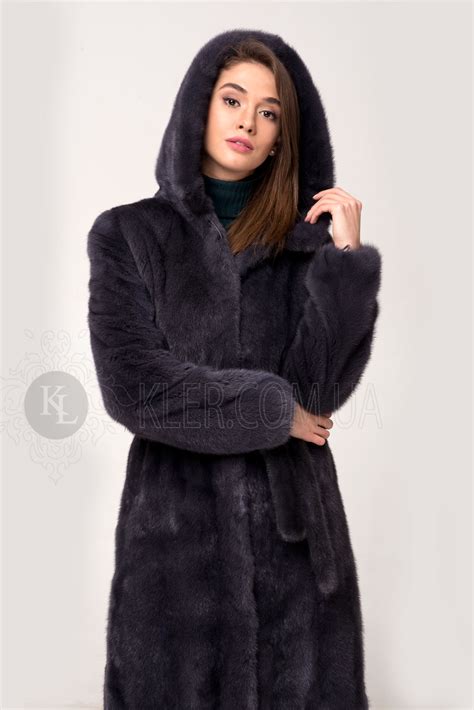 Длинная норковая шуба с капюшоном графит халат | Шубы цены и фото ...