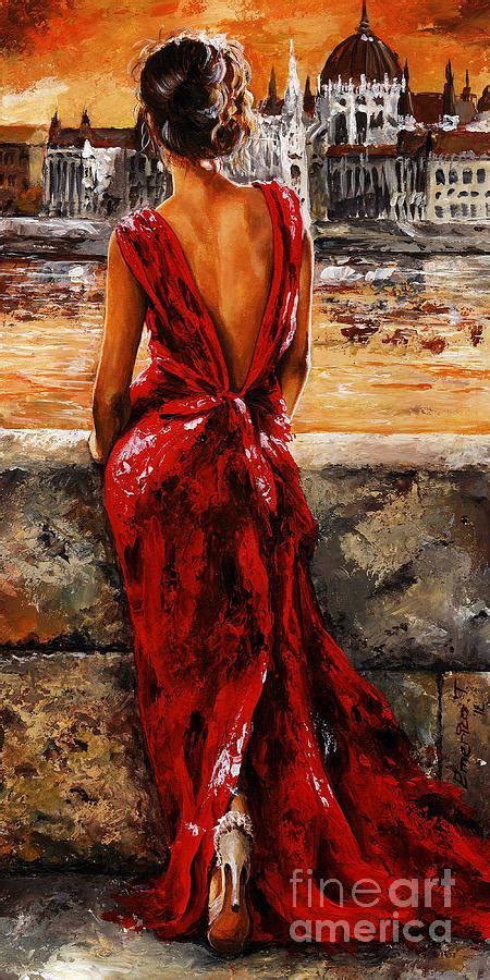 Lady In Red 34 I Love Budapest Painting By Emerico Imre Toth