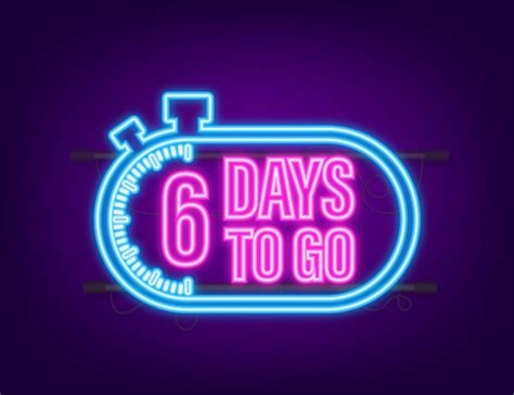 Premium Vector 6 Days To Go Countdown Timer Neon Icon Time Icon Count Time Sale Vector