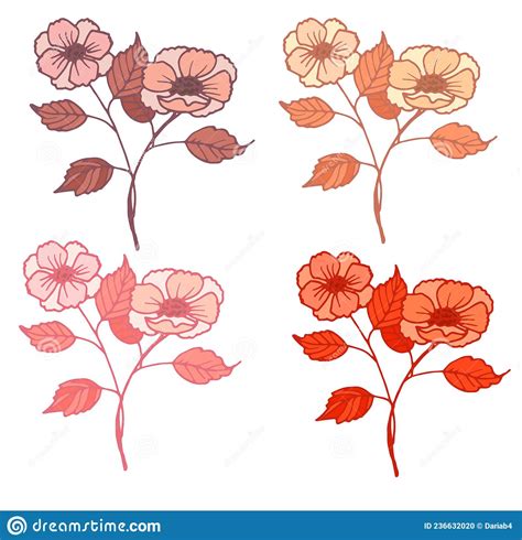 Un Conjunto De Flores Vectoriales De Color Ilustración Del Vector