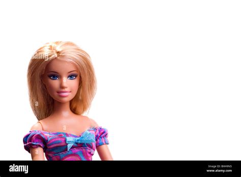 Seated Barbie Doll Portrait With Blonde Hair Blue Eyes Stock Photo
