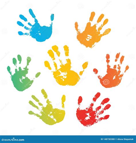 hand rainbow print isolated  white background color child handprint