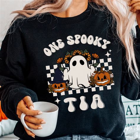 Spooky Tia Latina Aunt Sweaters Aunt Halloween Sweatshirt Auntie Fall Gifts Baby Announcement