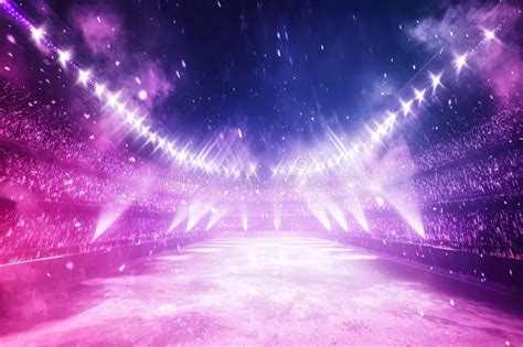 A Brightly Lit Vacant Ice Hockey Rink Perfect For Sports Themed