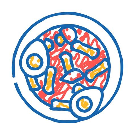Tteokbokki Korean Cuisine Icon Doodle Illustration Stock Vector