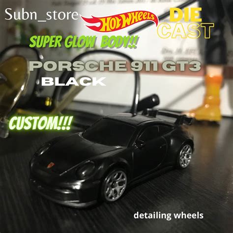 Jual Hot Wheels Porsche GT Black Custom Wheels Shopee Indonesia