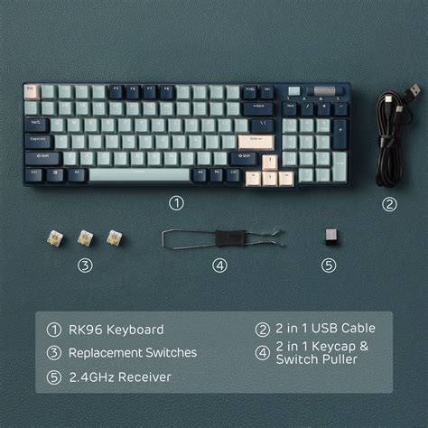 Royal Kludge Rk Wireless Hot Swappable Rgb Keyboard Forest Blue Vibe Gaming
