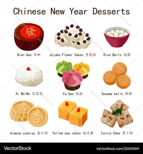 Chinese new year desserts Royalty Free Vector Image