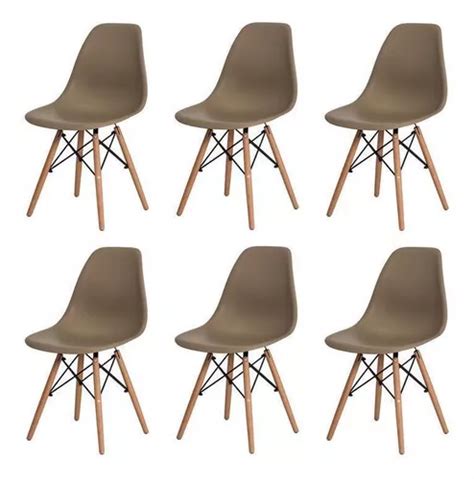 Kit Cadeiras Charles Eames Eiffel Nude Base Madeira Sala Mercadolivre