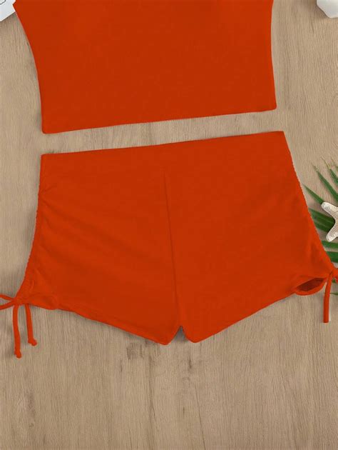 Criss Cross Drawstring Side Bikini Set Summer Beach Bathing Suit Shein Usa