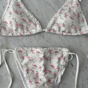 Floral Piece Bikini Set With Bows Lettuce Trim Etsy