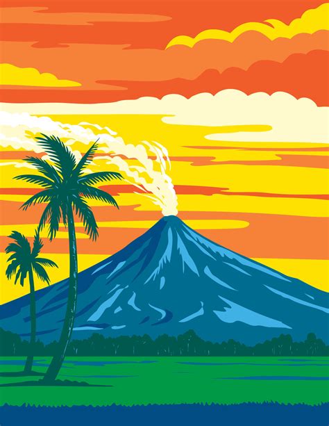 Mayon Volcano Natural Park In Bicol Region Luzon Philippines Wpa Art