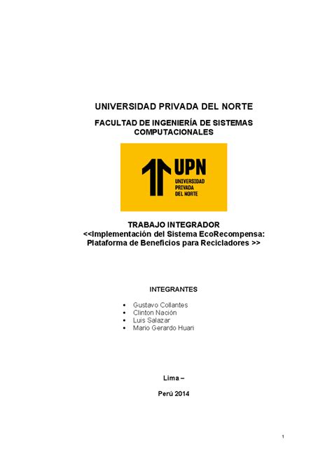 Upn Plnatillas De Casptone Universidad Privada Del Norte Facultad