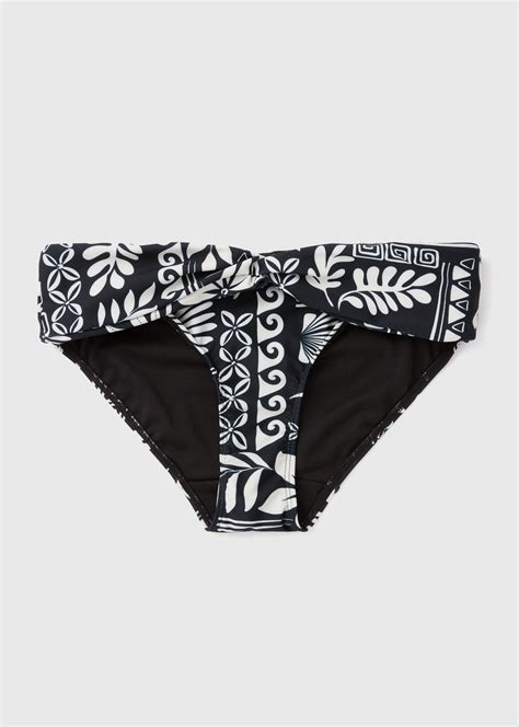 Black Cream Tile Print Bikini Briefs Matalan