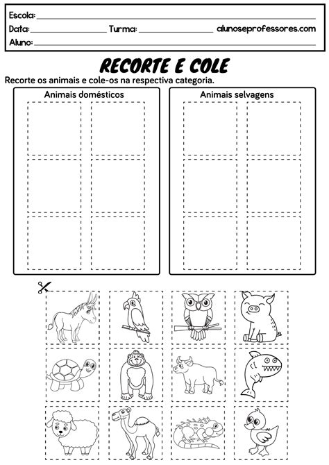 Atividade Animais Domesticos E Selvagens Educação Infantil - 6