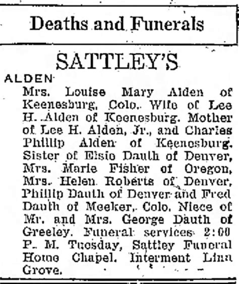 1937-07-03 - Greeley Daily Tribune - Louise Dauth Funeral Notice