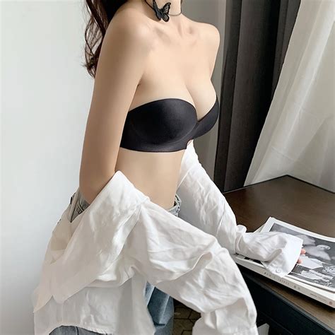 Finetoo Strapless Bras For Women Push Up Bra Sexy Underwear Solid Seamless Bralette Lingerie