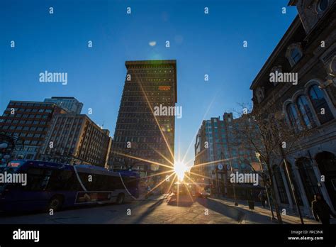 Quebec City Downtown In Winter Sunset Stock Photo Alamy
