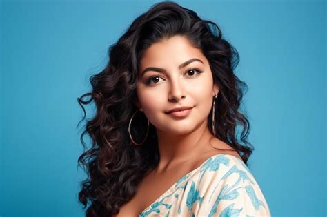 Pintura digital jovem mulher latina curvilínea sorrindo retratos de pessoas Foto Premium