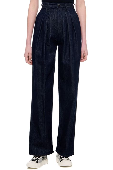 Emporio Armani женские джинсы со складками со скидкой 51%, синий цвет ...