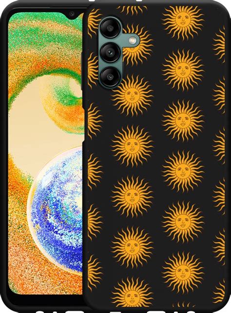 Samsung Galaxy A04s Hoesje Zwart Vintage Zonnetjes Designed By Cazy