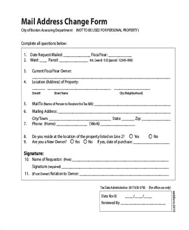 Free Sample Change Of Address Forms In Pdf Ms Word