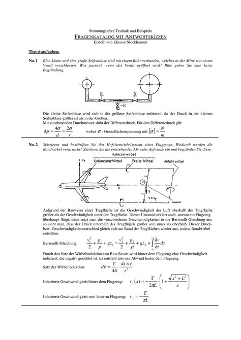 Strömungslehre 2 Aufgabenkatalog Lösung Strömungslehre Technik und