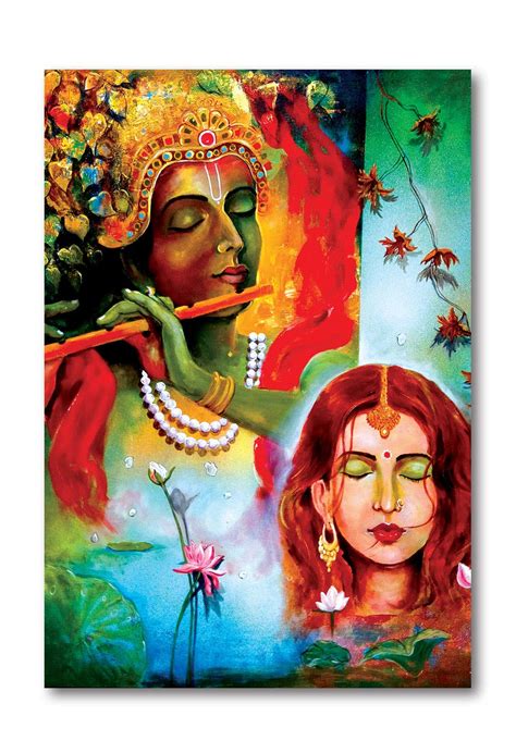 Namaste Home Indian God Krishna Meera Religious Poster For Wall