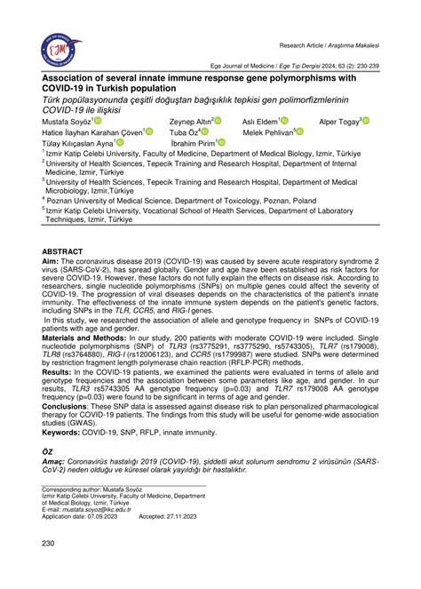 Pdf Association Of Several Innate Immune Response Gene Polymorphisms