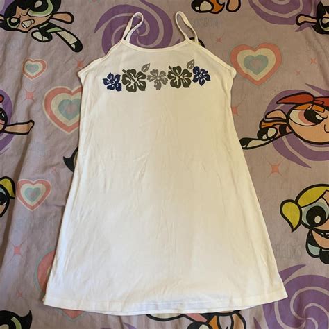 Y K Beach Babe Hibiscus Flower Dress White Body Depop