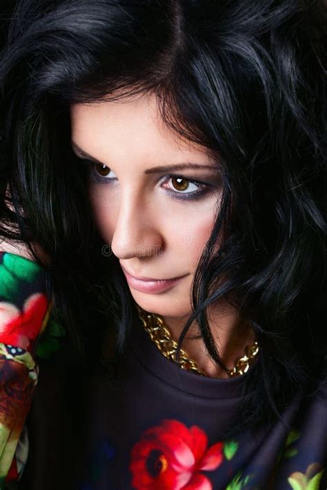 Portrait Of Pretty Brunette In Flower Sweatshirts Swag Gir Stock Photo Image Of People