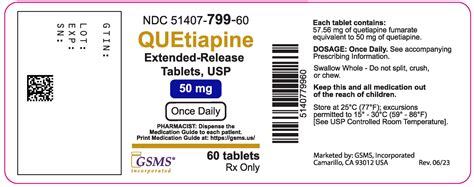 NDC 51407 800 Quetiapine Extended Release Tablet Film Coated Extended