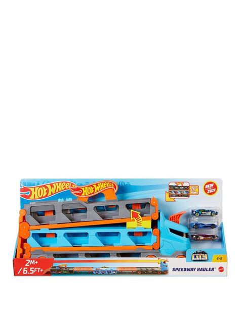 Hot Wheels Speedway Hauler Carrier With 3 Toy Cars