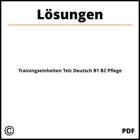 Trainingseinheiten Telc Deutsch B1 B2 Pflege Lösungen 2025