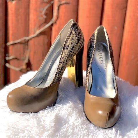 Guess Shoes Guess Platform Nude Snakeskin Pumps Heels Size Poshmark