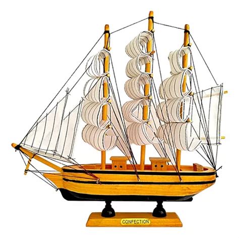 Miniatura Enfeite Decora O Barco Navio Veleiro Madeira Cm Frete Gr Tis