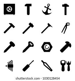 Black Icons Sixteen Different Types Wrenches Stock Vector Royalty Free