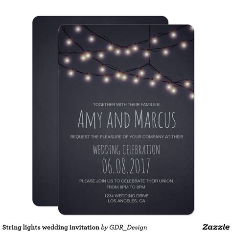 String Lights Wedding Invitation Zazzle String Lights Wedding Wedding Invitations