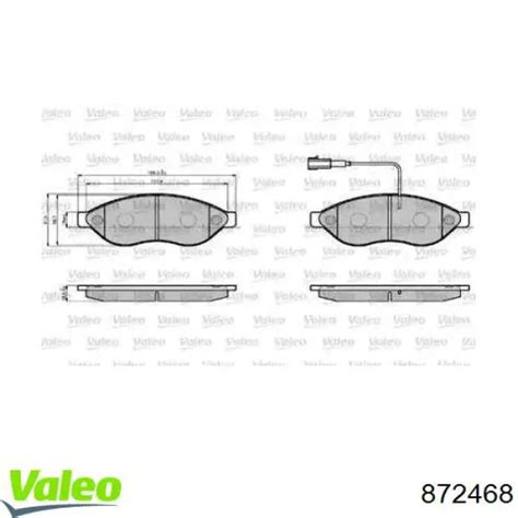 872468 VALEO колодки тормозные передние дисковые